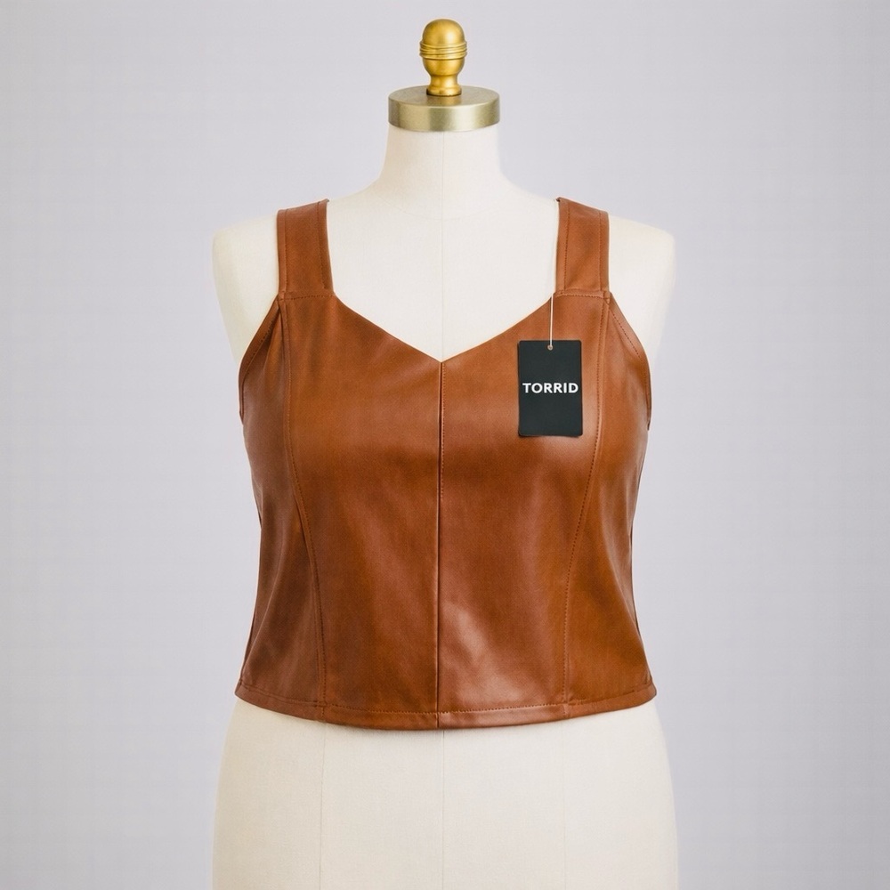 Torrid Brown Leather Crop Top - Picture 3 of 6